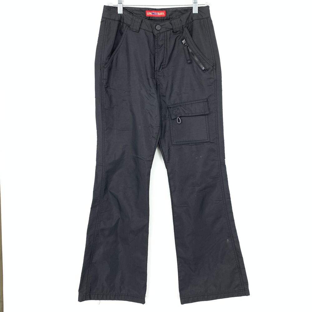 Vintage Y2K Unionbay Flare Leg Tech Pants Juniors Size 3 27" Waist Black